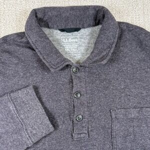 LL Bean Men's 2XLT Slightly Fitted Gray Long Sleeve Polo Shirt 520991